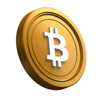 Design da seção principal com moeda de Bitcoin (BTC) inclinada