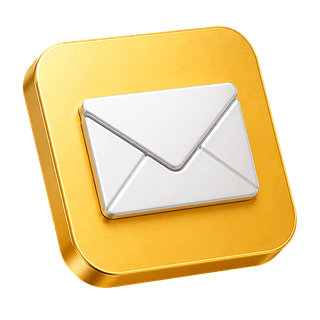 Ícone decorativo 3D representando um envelope de e-mail na página de contato